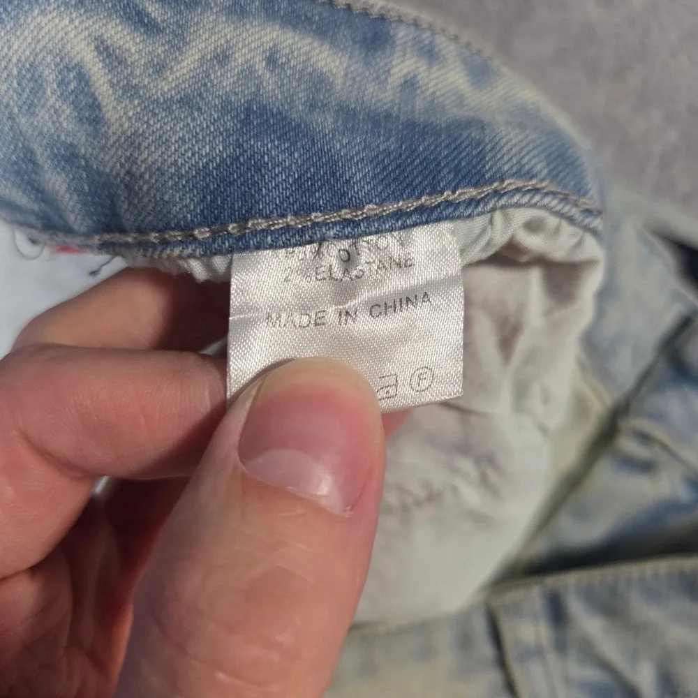 DNA Mens 40 Distressed Jeans Light Wash Blue Rhinestone Side Stripe Streetwear